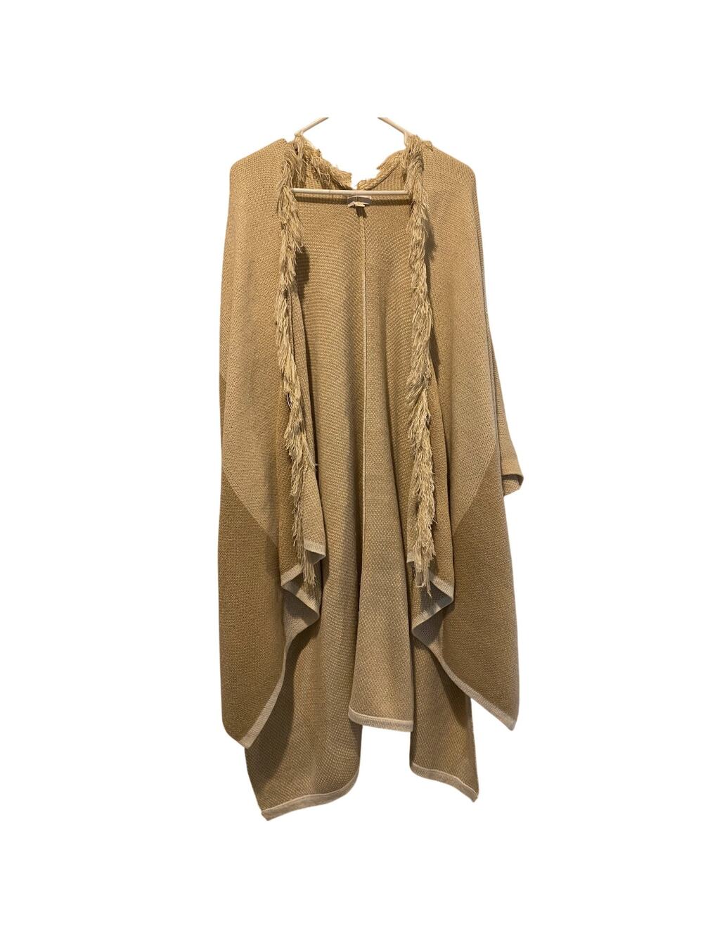 Charming Charlie Open Front Shawl Sweater Wrap Oversized Small Cream Beige Tan
